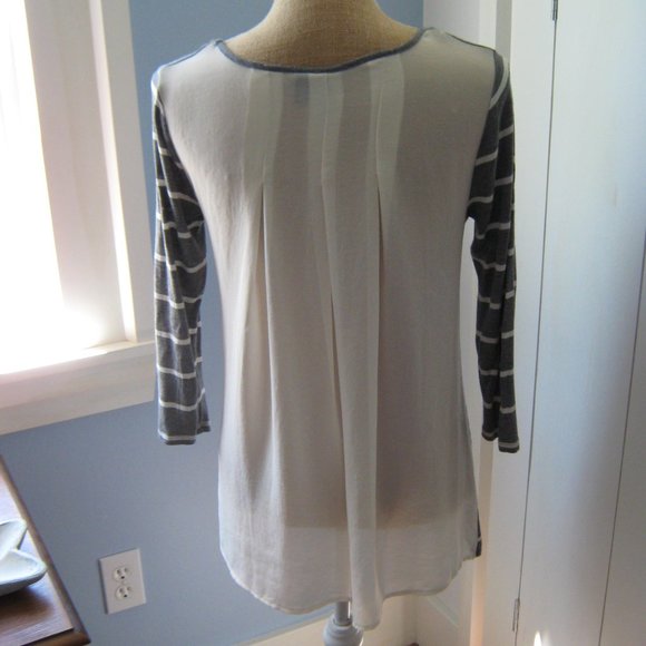 Grey and cream striped Cynthia Rowley top - Picture 2 of 4
